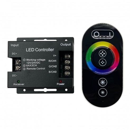 Контроллер RGB 12V 216 Вт / 24V 432 Вт с кольцевым сенсорным пультом ДУ
