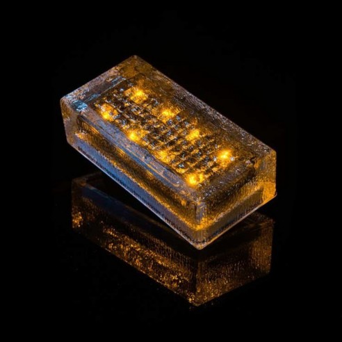 Светодиодная брусчатка LED Solar Glass на солнечных батареях 200x100 мм жёлтая IP69K